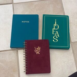 5/$8 Set of Three Notebooks in Teal, Green, and Burgundy